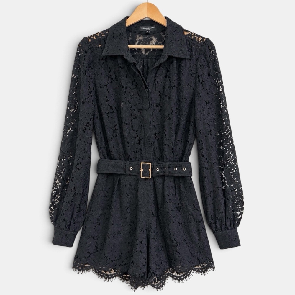 Generation Love Lace Button Up Long Sleeve Romper